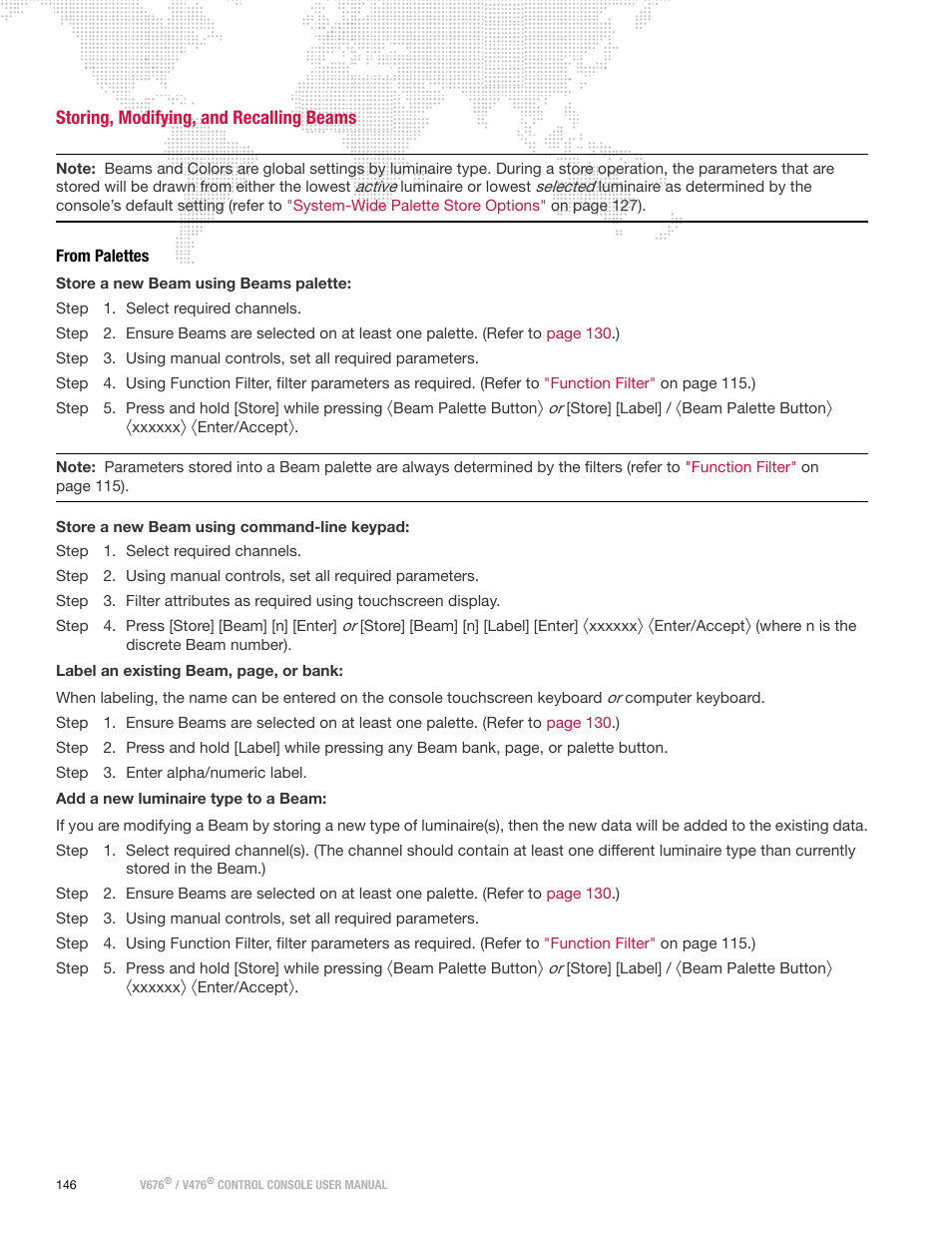 Storing, modifying, and recalling beams, From palettes | PRG V676 User Manual 3.5 User Manual | Page 164 / 444