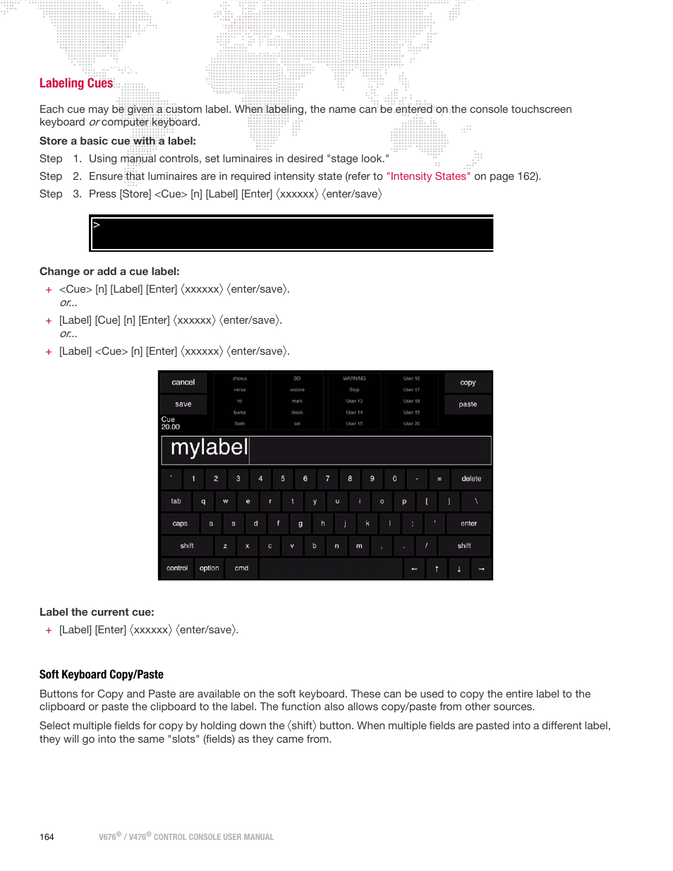 Labeling cues, Soft keyboard copy/paste | PRG V676 User Manual 3.5 User Manual | Page 182 / 444