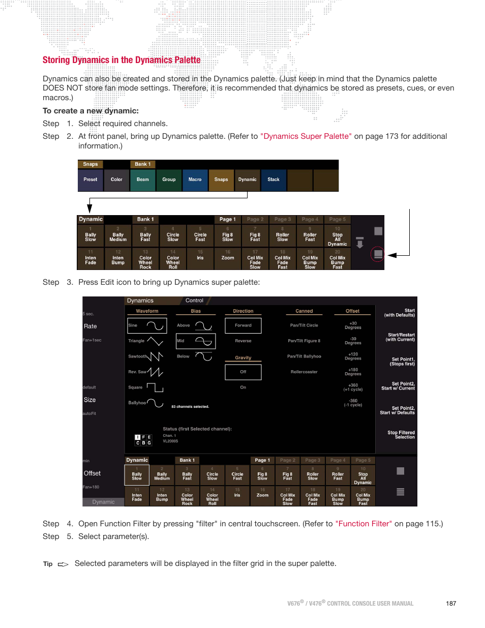 Storing dynamics in the dynamics palette | PRG V676 User Manual 3.5 User Manual | Page 205 / 444
