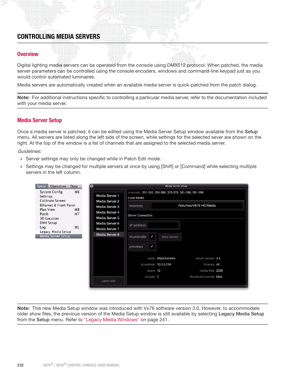 Controlling media servers, Overview, Media server setup | Overview media server setup | PRG V676 User Manual 3.5 User Manual | Page 250 / 444