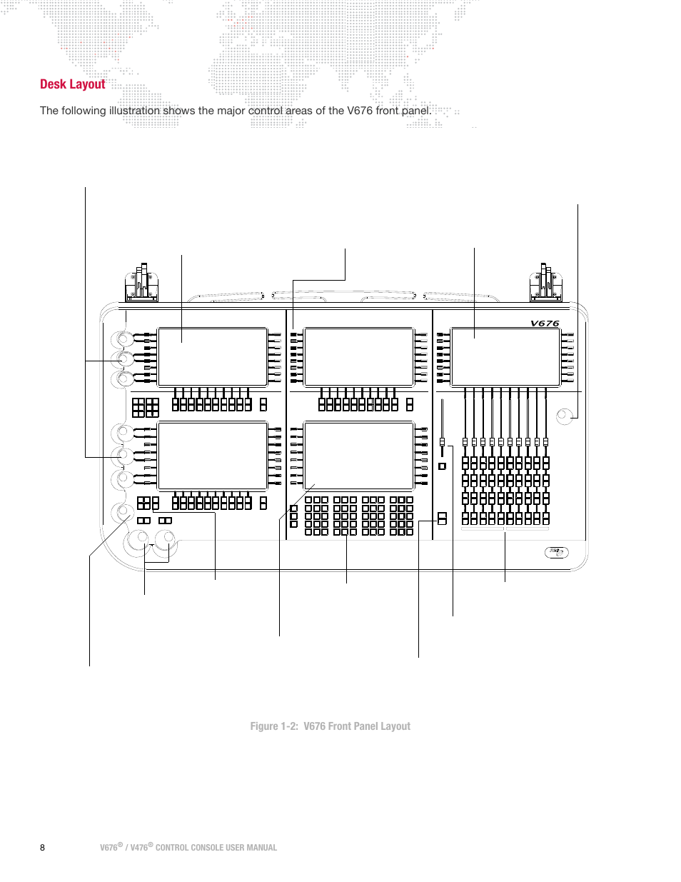 Desk layout, Lo a d sele ct o ut b lac k, Thru | Se q beam, Block sp eed full c le ar at, Dela y t ime en t er su b t ra il lo op, W ait link tim e ra te o ut, Flip hi gh lig ht, N e xt la st, B ank fu nc | PRG V676 User Manual 3.5 User Manual | Page 26 / 444