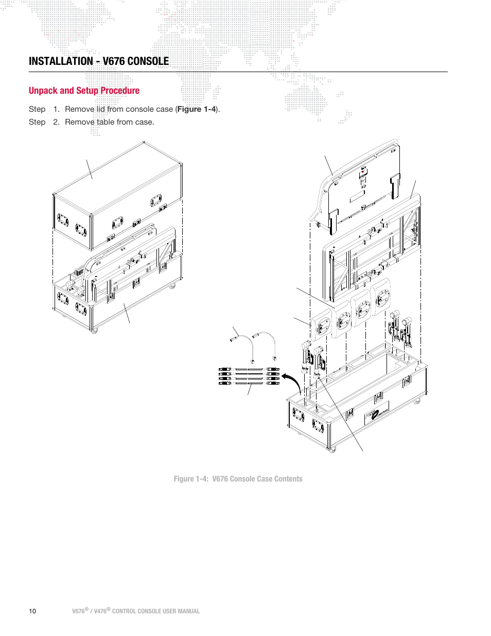 Installation - v676 console, Unpack and setup procedure | PRG V676 User Manual 3.5 User Manual | Page 28 / 444