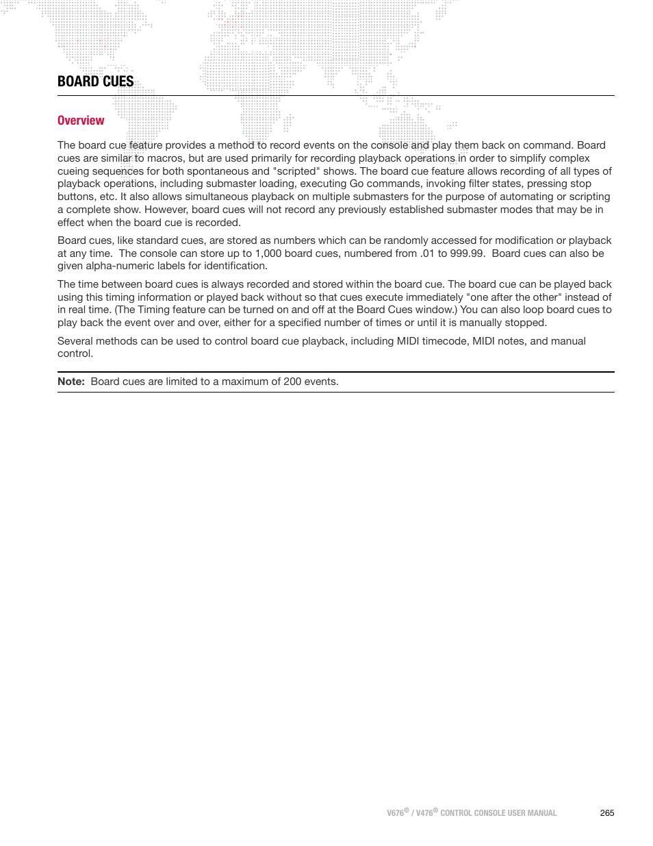 Board cues, Overview | PRG V676 User Manual 3.5 User Manual | Page 283 / 444
