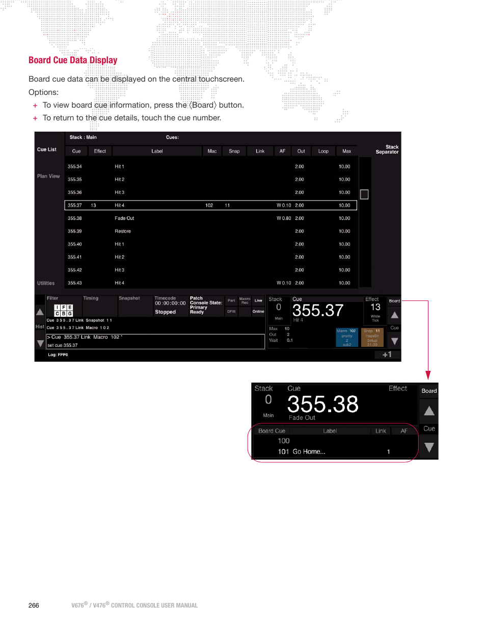 Board cue data display | PRG V676 User Manual 3.5 User Manual | Page 284 / 444