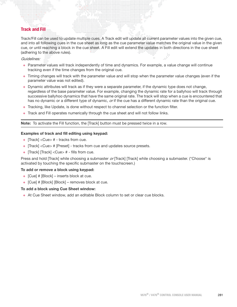Track and fill | PRG V676 User Manual 3.5 User Manual | Page 299 / 444