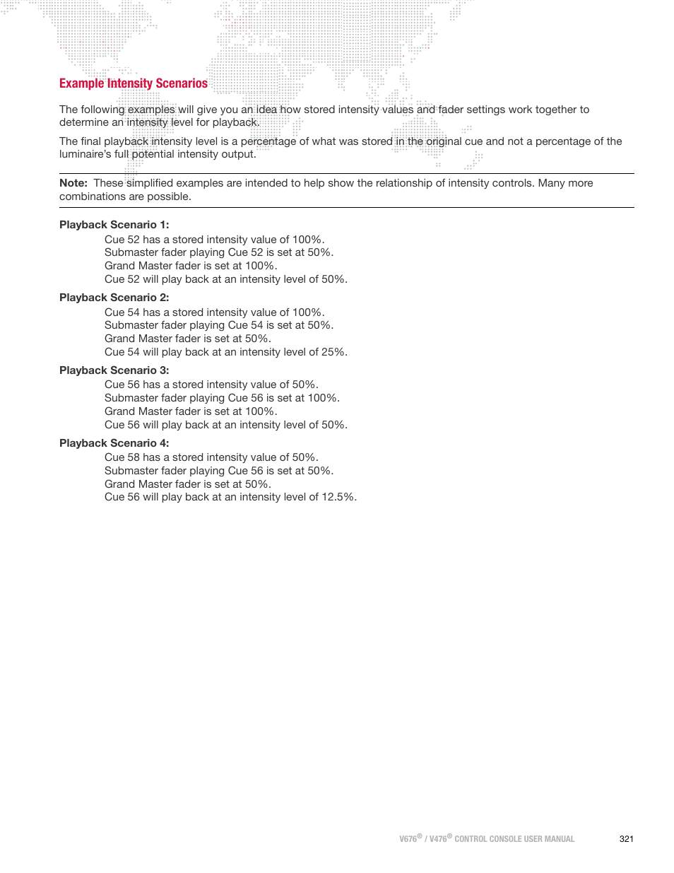 Example intensity scenarios | PRG V676 User Manual 3.5 User Manual | Page 339 / 444
