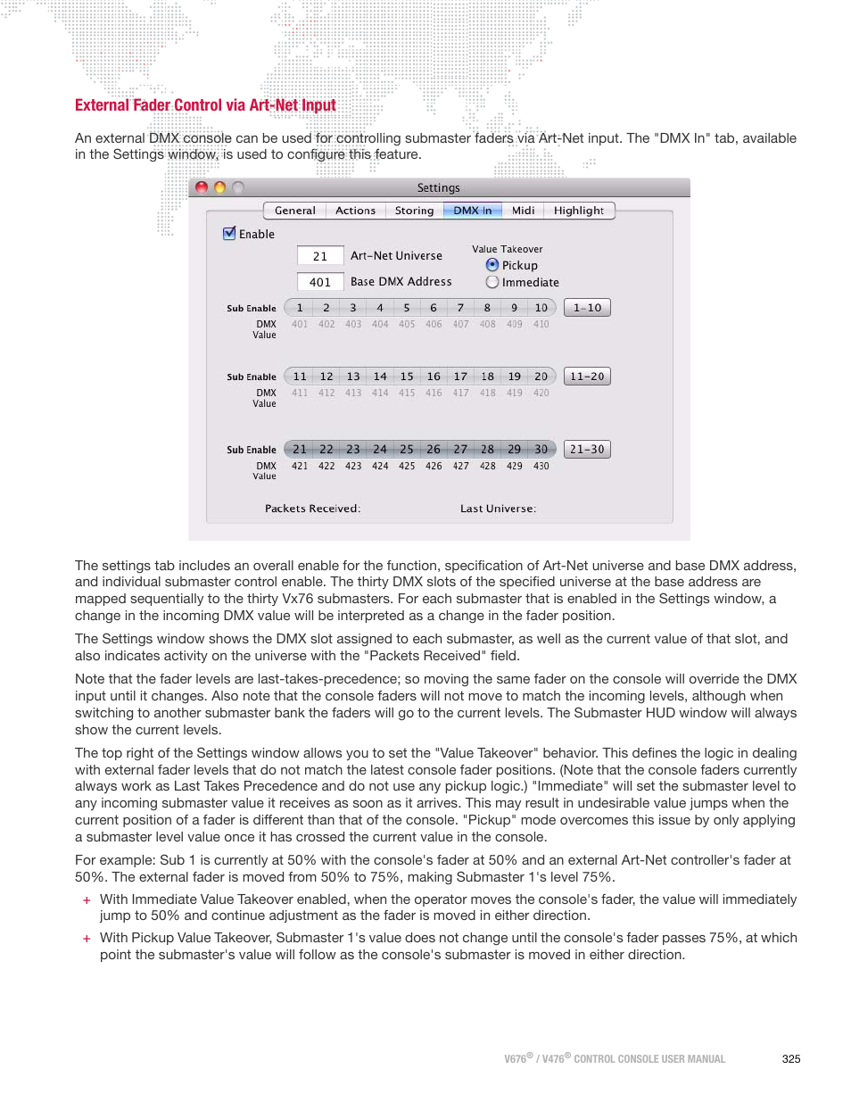 External fader control via art-net input | PRG V676 User Manual 3.5 User Manual | Page 343 / 444