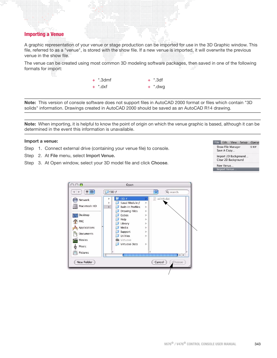 Importing a venue | PRG V676 User Manual 3.5 User Manual | Page 361 / 444