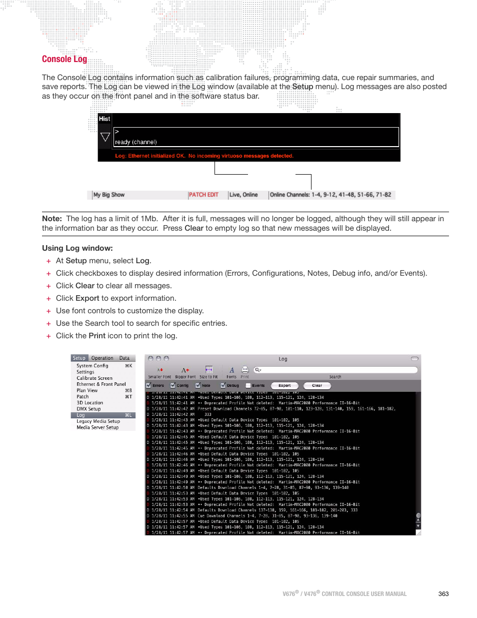 Console log | PRG V676 User Manual 3.5 User Manual | Page 381 / 444