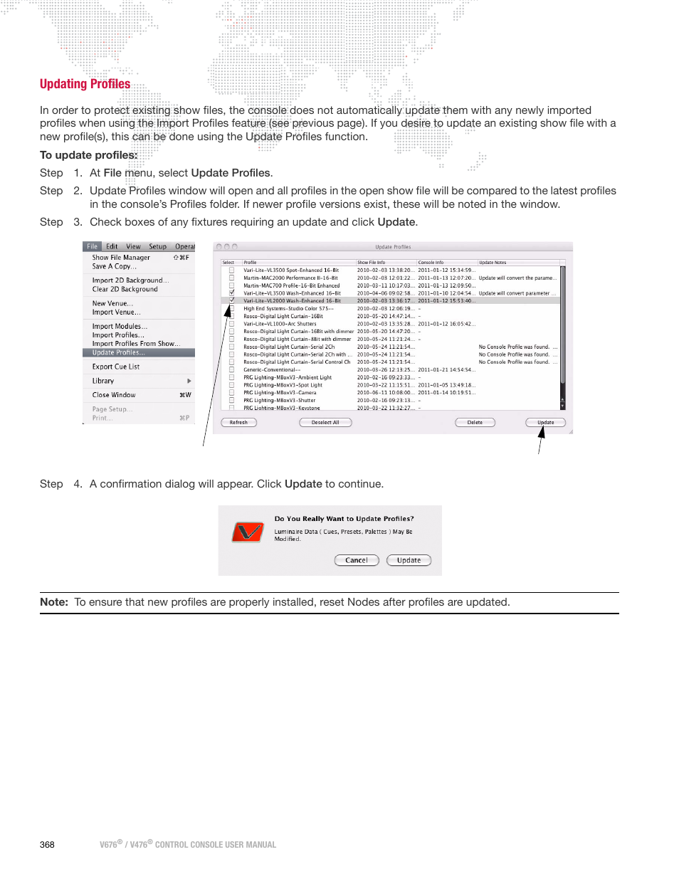 Updating profiles | PRG V676 User Manual 3.5 User Manual | Page 386 / 444