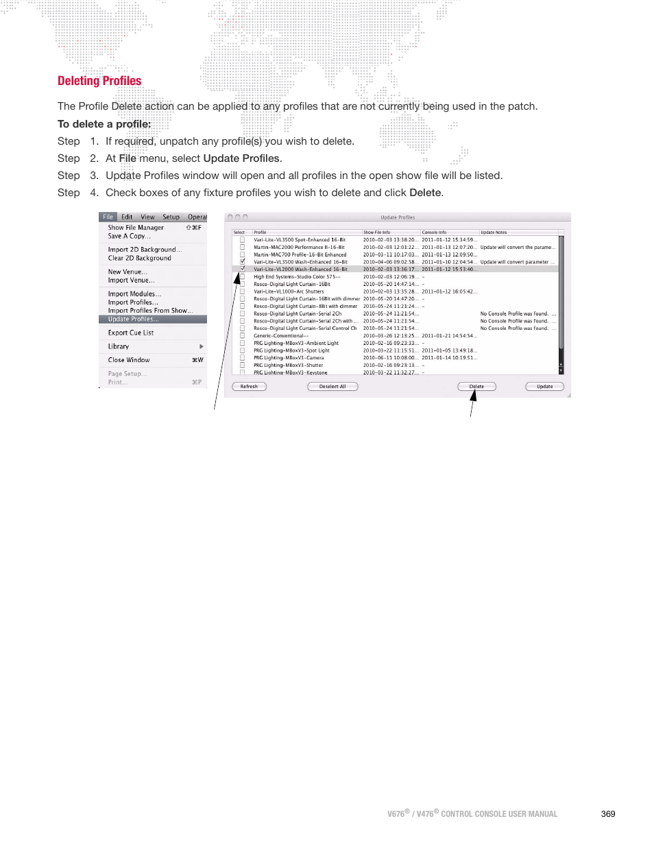 Deleting profiles | PRG V676 User Manual 3.5 User Manual | Page 387 / 444