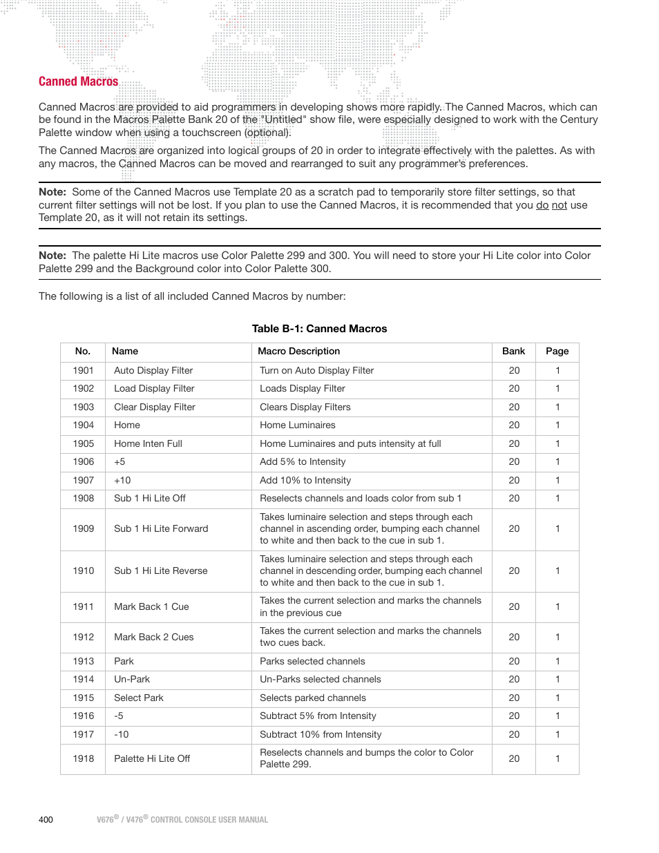Canned macros | PRG V676 User Manual 3.5 User Manual | Page 418 / 444