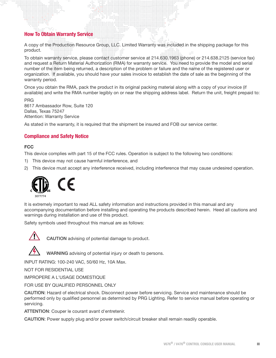 How to obtain warranty service, Compliance and safety notice | PRG V676 User Manual 3.5 User Manual | Page 5 / 444