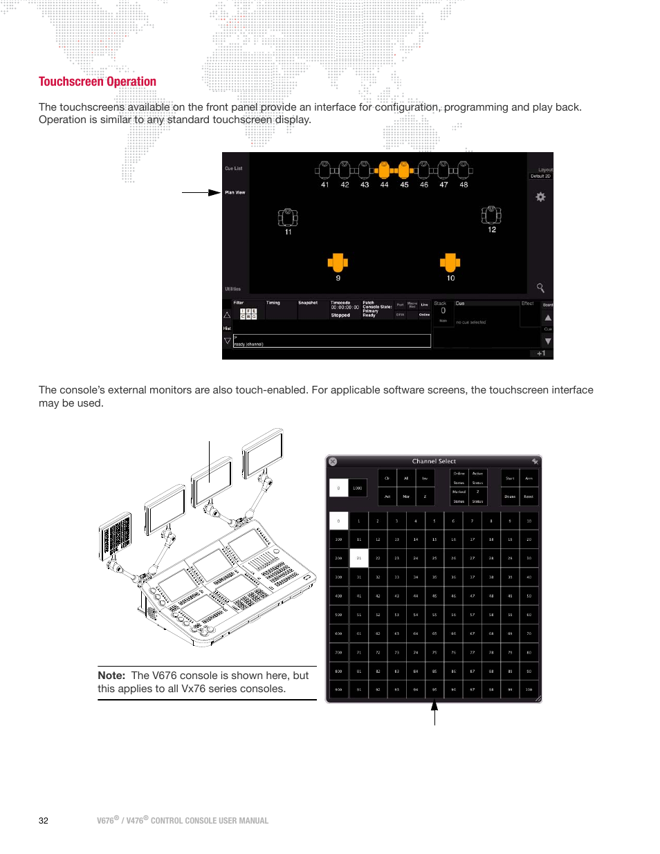 Touchscreen operation | PRG V676 User Manual 3.5 User Manual | Page 50 / 444