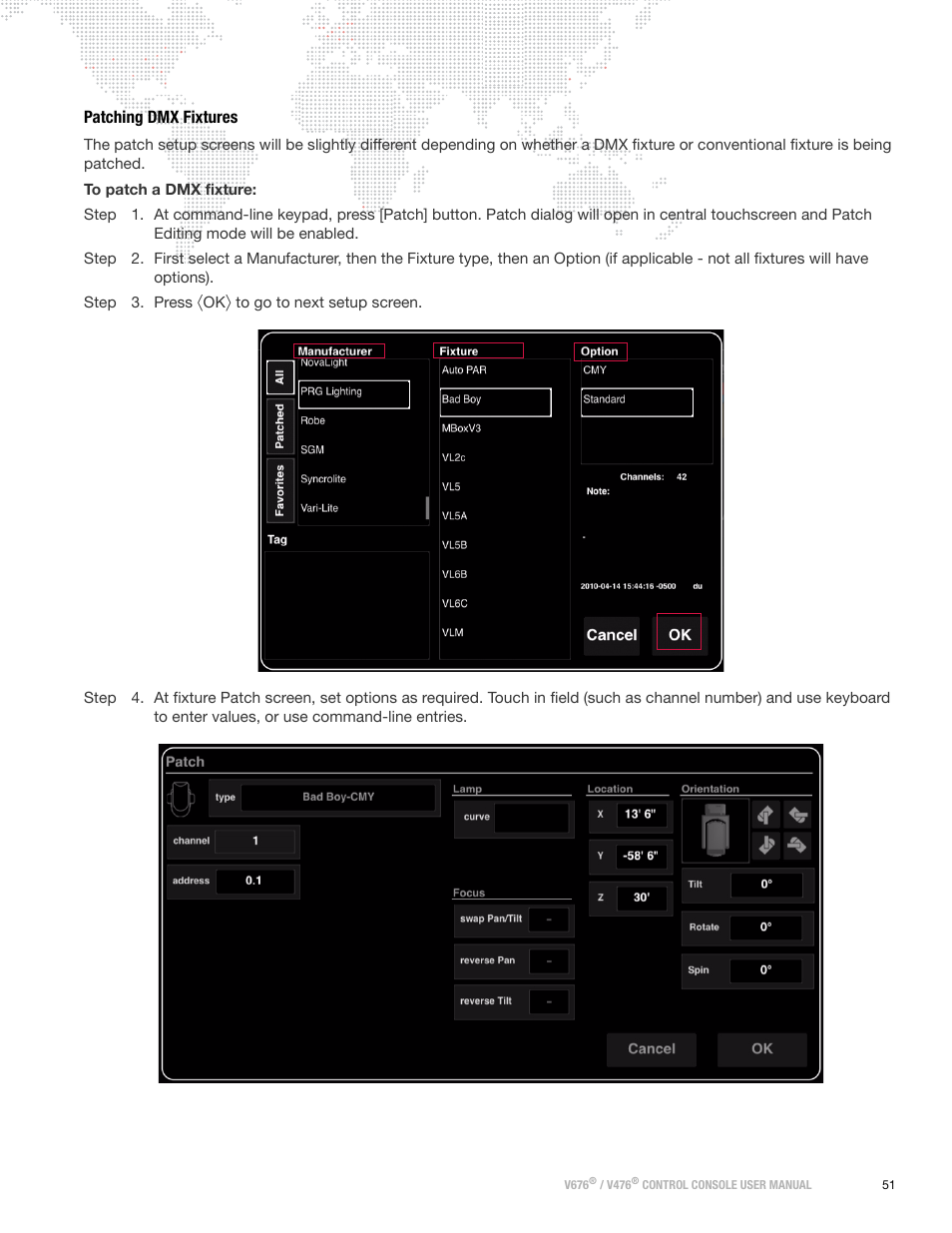 Patching dmx fixtures | PRG V676 User Manual 3.5 User Manual | Page 69 / 444