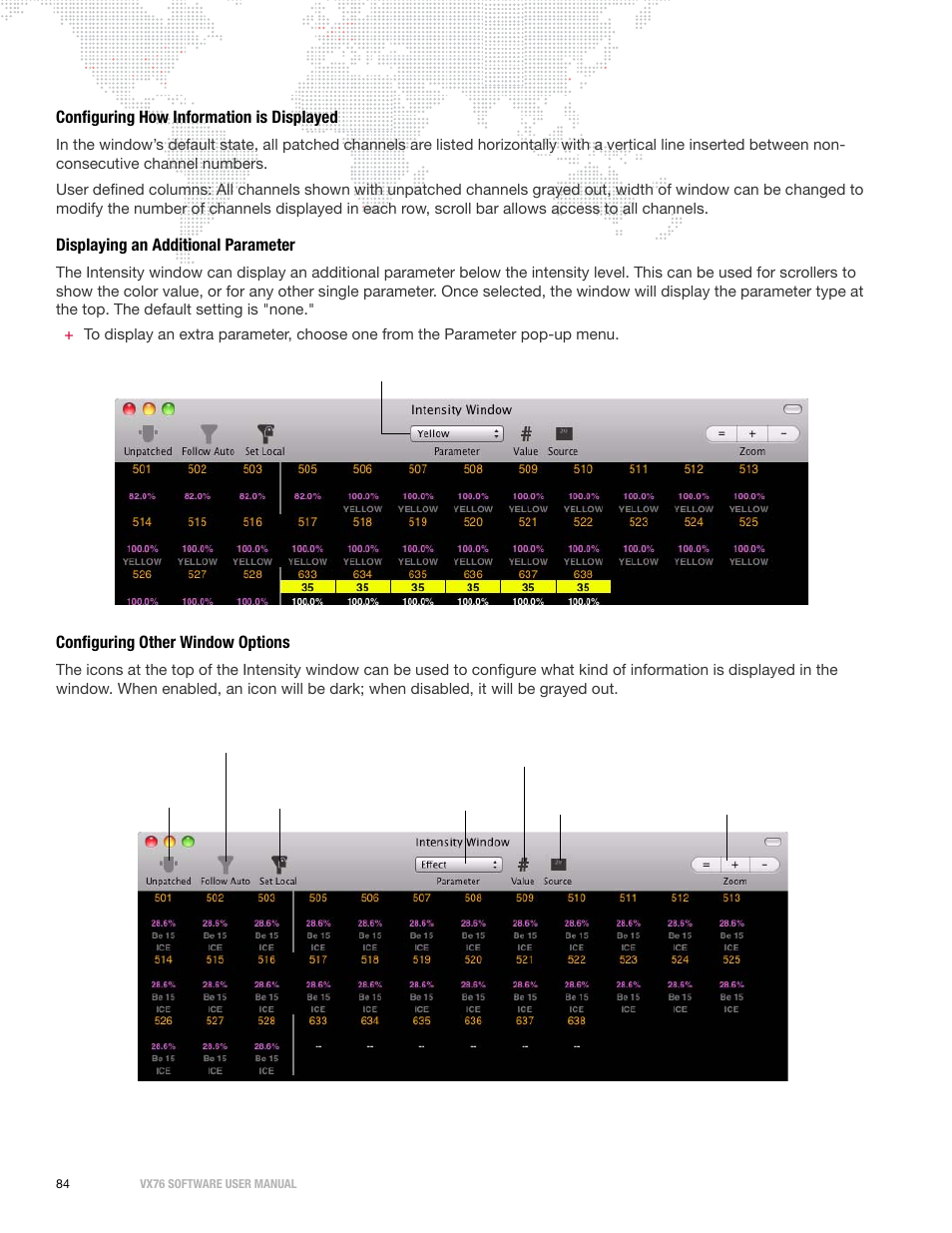 Configuring how information is displayed, Displaying an additional parameter, Configuring other window options | PRG Vx76 User Manual 3.6 User Manual | Page 100 / 418