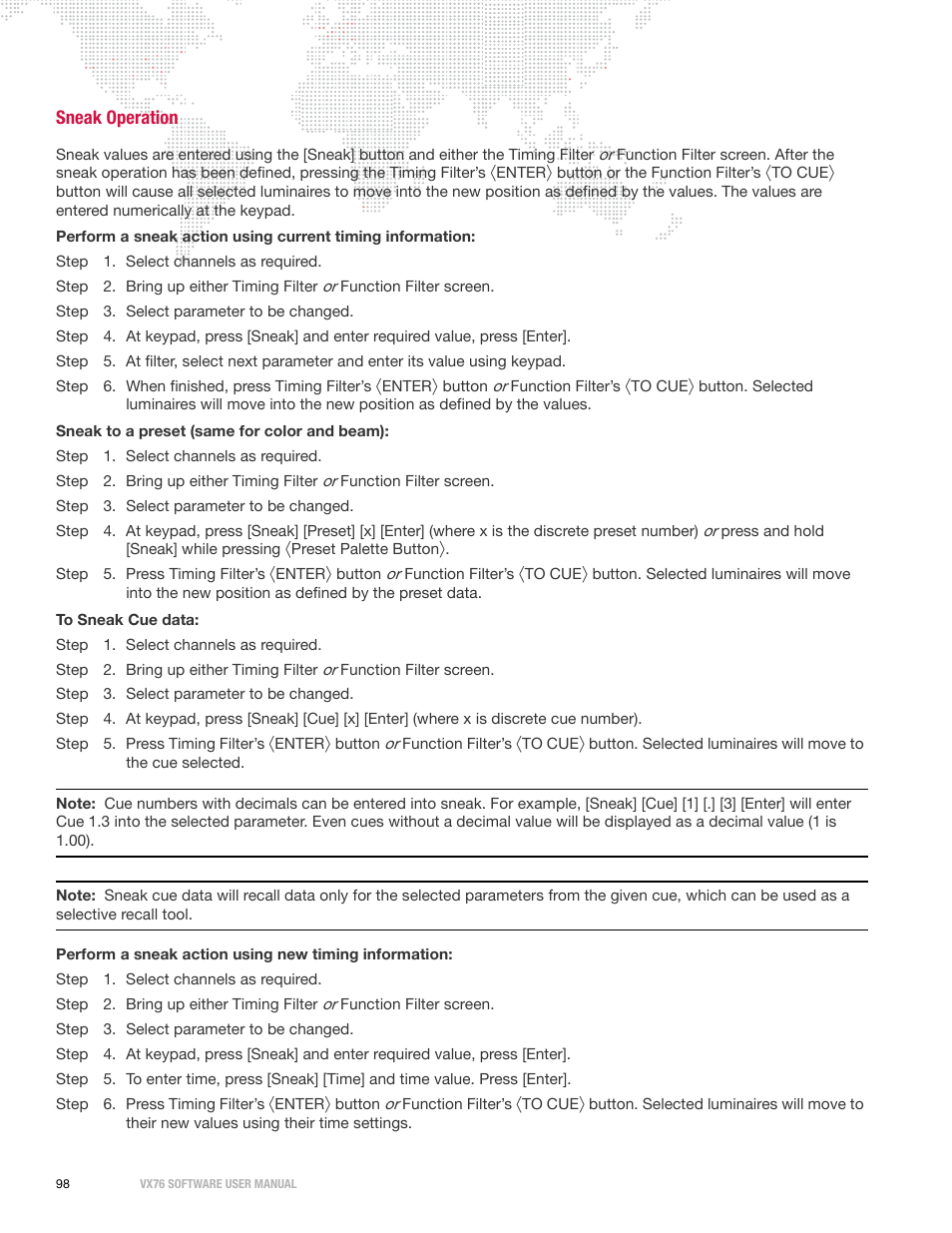 Sneak operation | PRG Vx76 User Manual 3.6 User Manual | Page 114 / 418