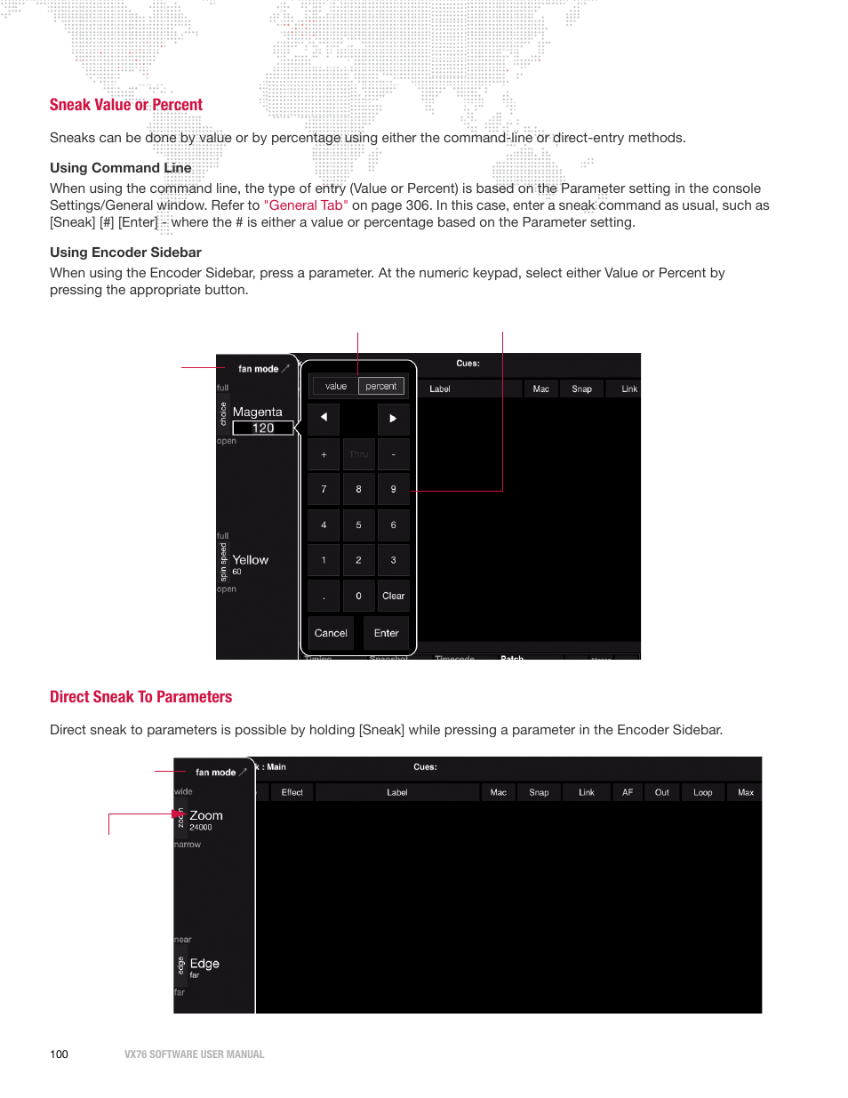 Sneak value or percent, Direct sneak to parameters, Sneak value or percent direct sneak to parameters | PRG Vx76 User Manual 3.6 User Manual | Page 116 / 418