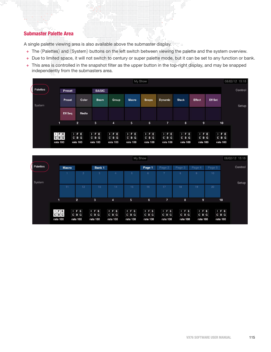 Submaster palette area | PRG Vx76 User Manual 3.6 User Manual | Page 131 / 418