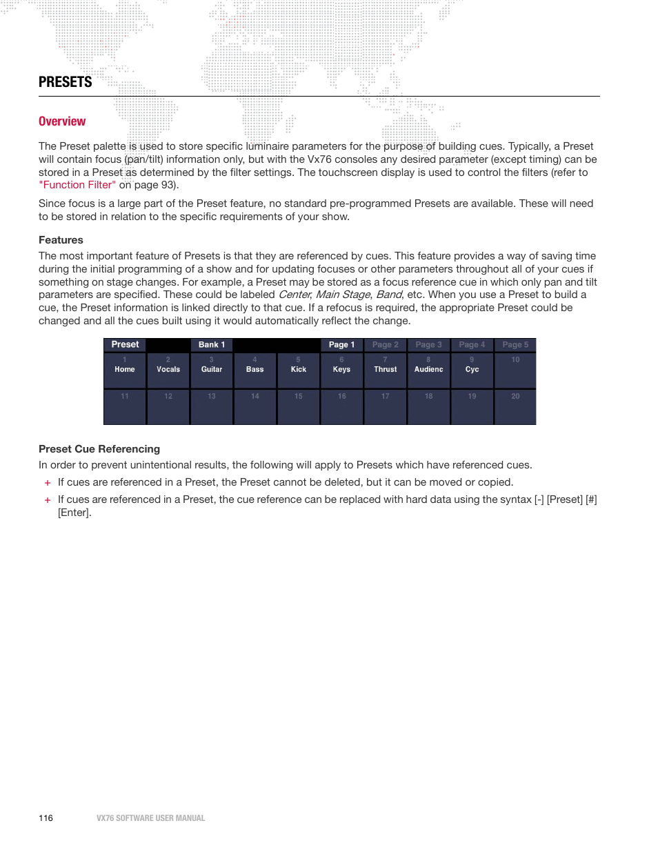 Presets, Overview | PRG Vx76 User Manual 3.6 User Manual | Page 132 / 418