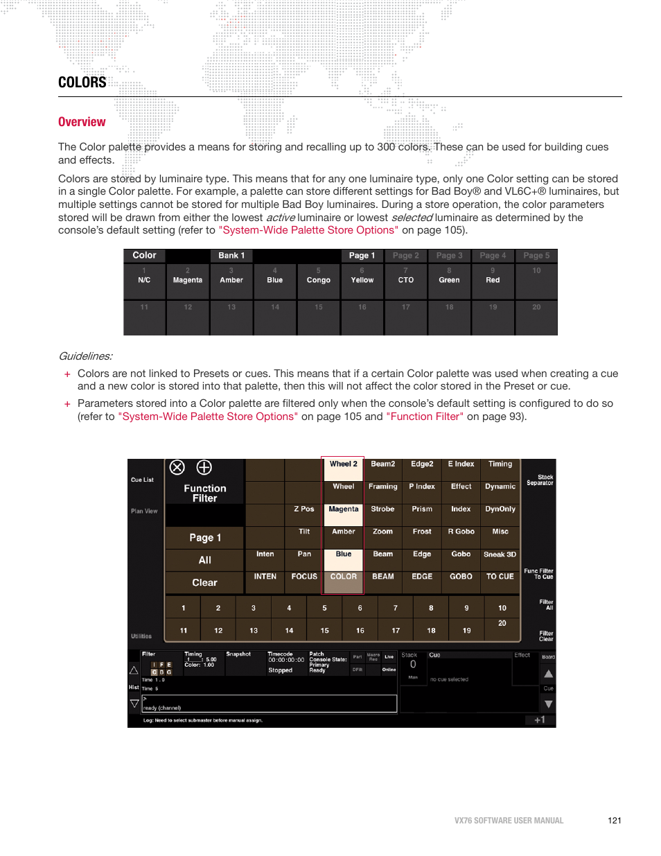 Colors, Overview, Efer to | PRG Vx76 User Manual 3.6 User Manual | Page 137 / 418