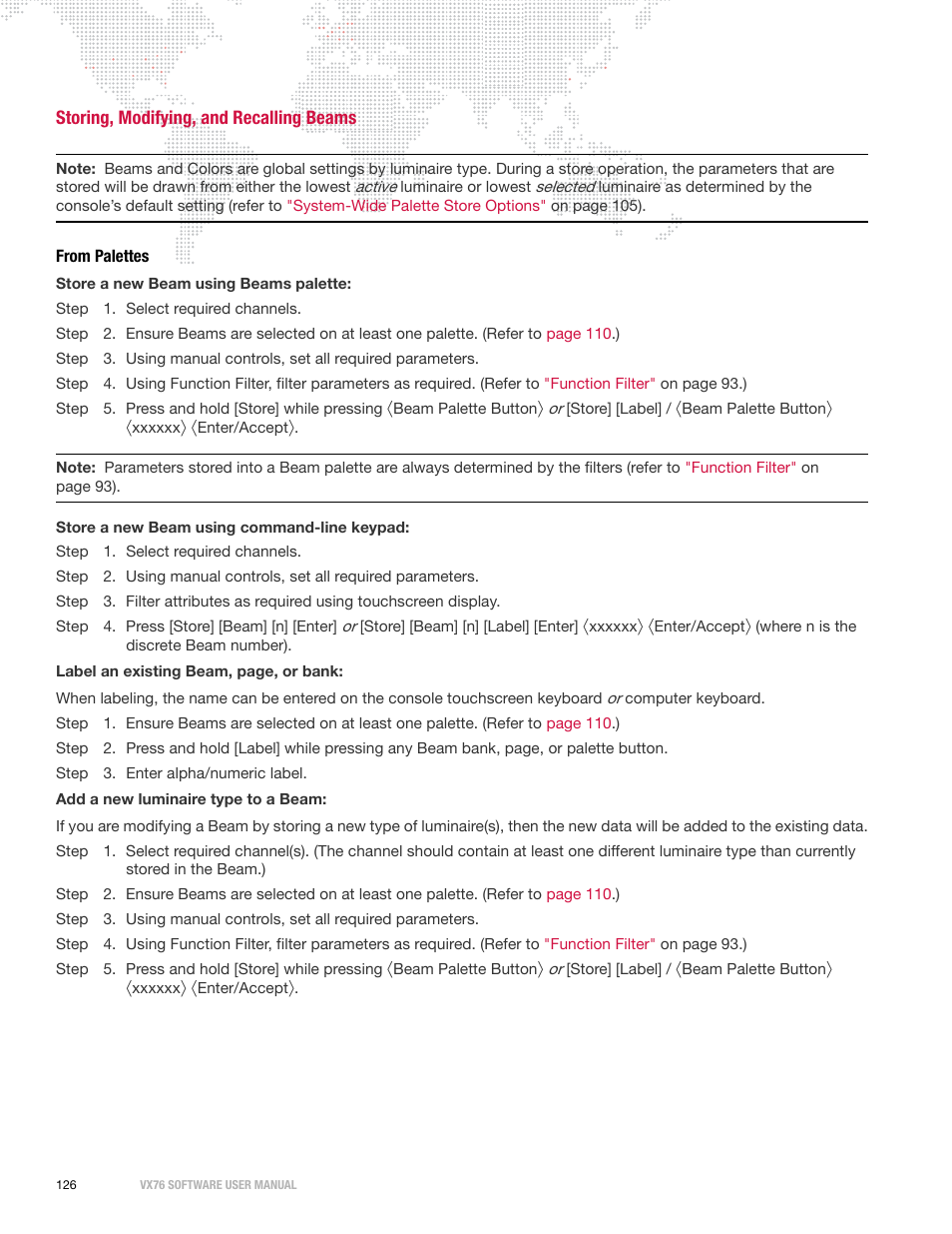 Storing, modifying, and recalling beams, From palettes | PRG Vx76 User Manual 3.6 User Manual | Page 142 / 418