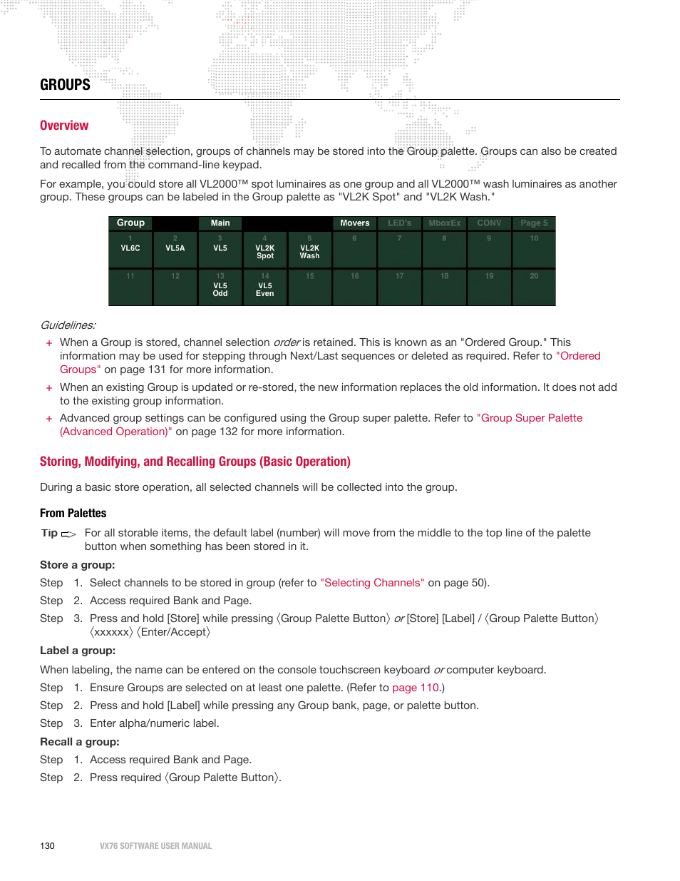 Groups, Overview, From palettes | PRG Vx76 User Manual 3.6 User Manual | Page 146 / 418