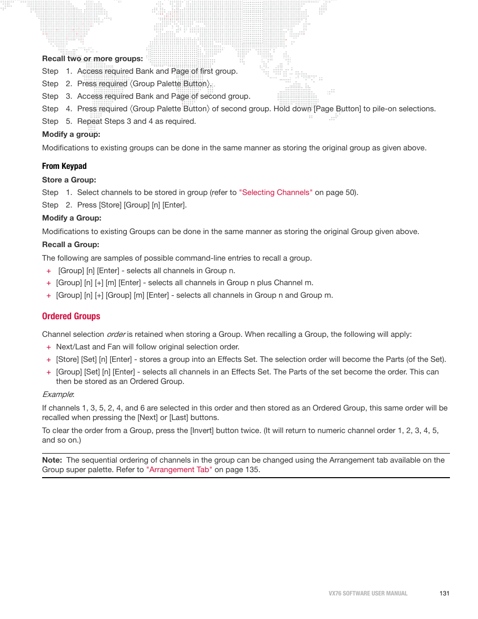 From keypad, Ordered groups, Ordered | Groups | PRG Vx76 User Manual 3.6 User Manual | Page 147 / 418