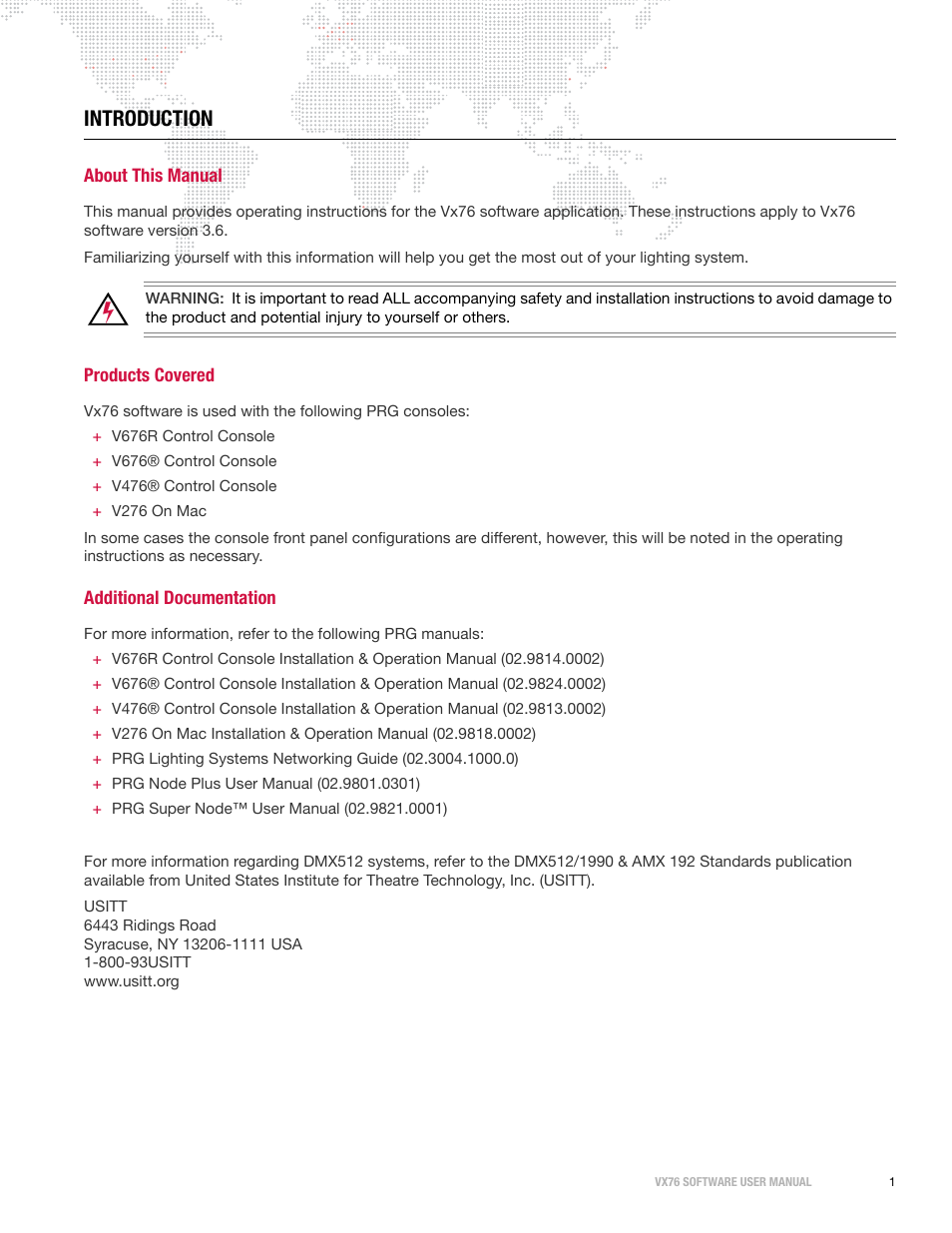 PRG Vx76 User Manual 3.6 User Manual | Page 17 / 418
