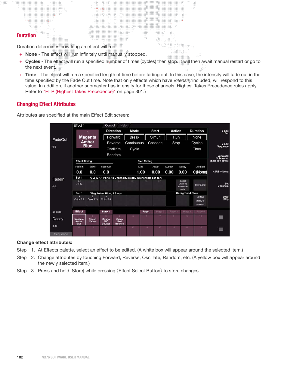 Duration, Changing effect attributes, Duration changing effect attributes | PRG Vx76 User Manual 3.6 User Manual | Page 198 / 418