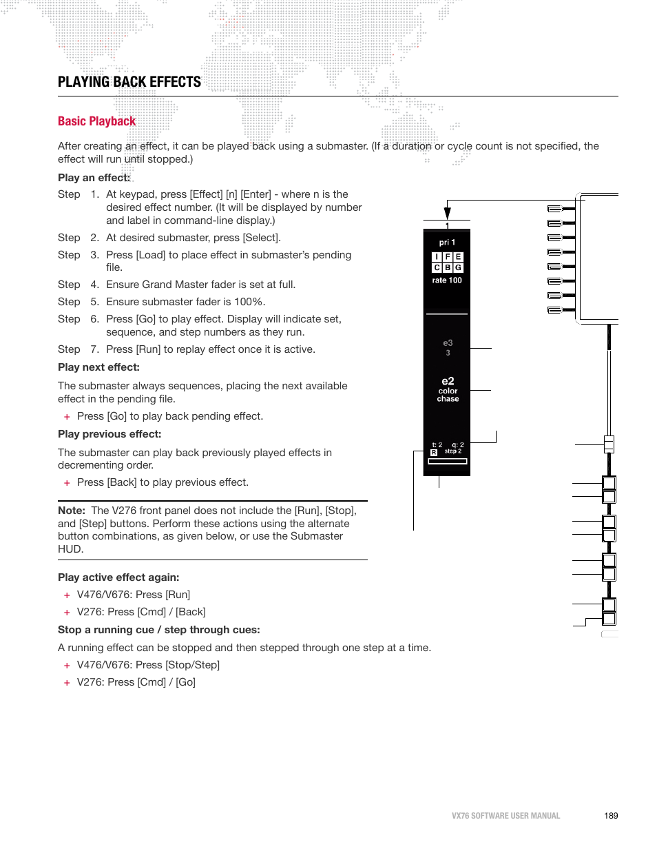 Playing back effects, Basic playback | PRG Vx76 User Manual 3.6 User Manual | Page 205 / 418