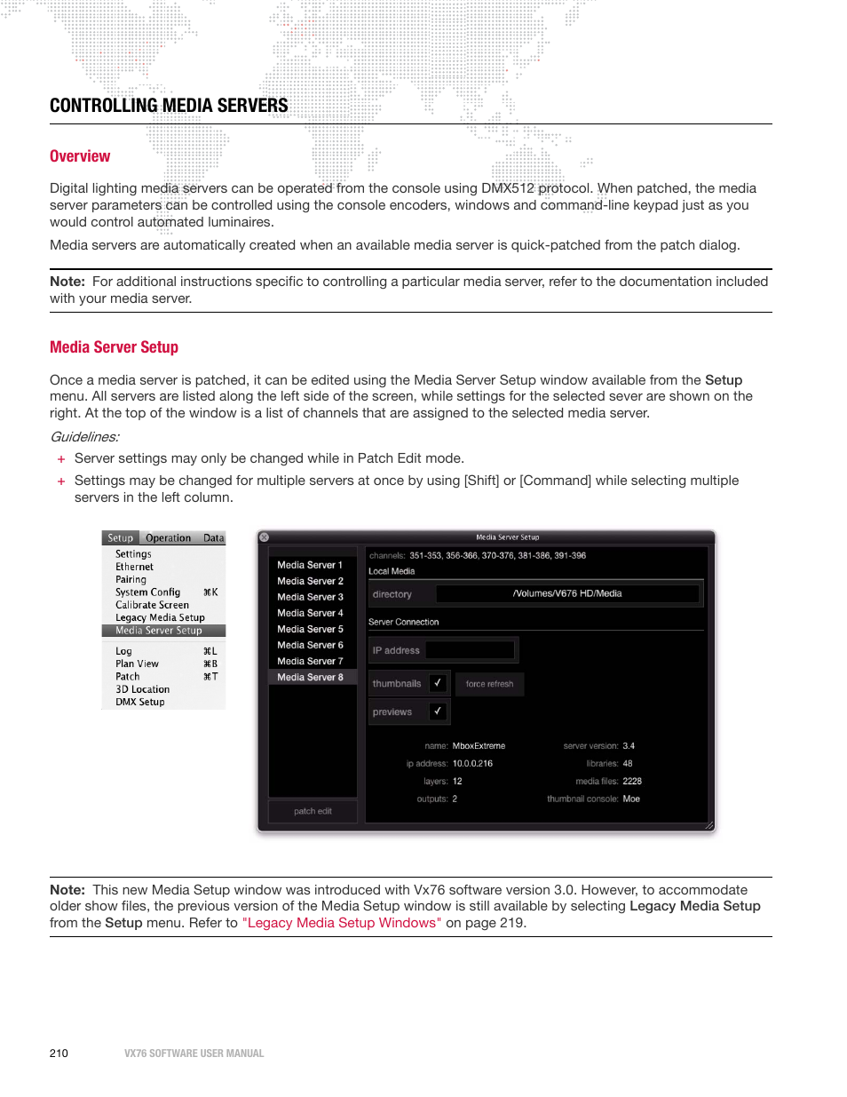 Controlling media servers, Overview, Media server setup | Overview media server setup | PRG Vx76 User Manual 3.6 User Manual | Page 226 / 418