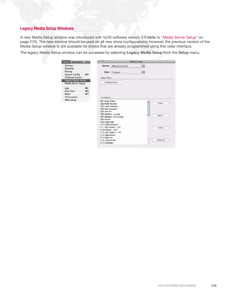 Legacy media setup windows, Legacy, Media setup windows | PRG Vx76 User Manual 3.6 User Manual | Page 235 / 418