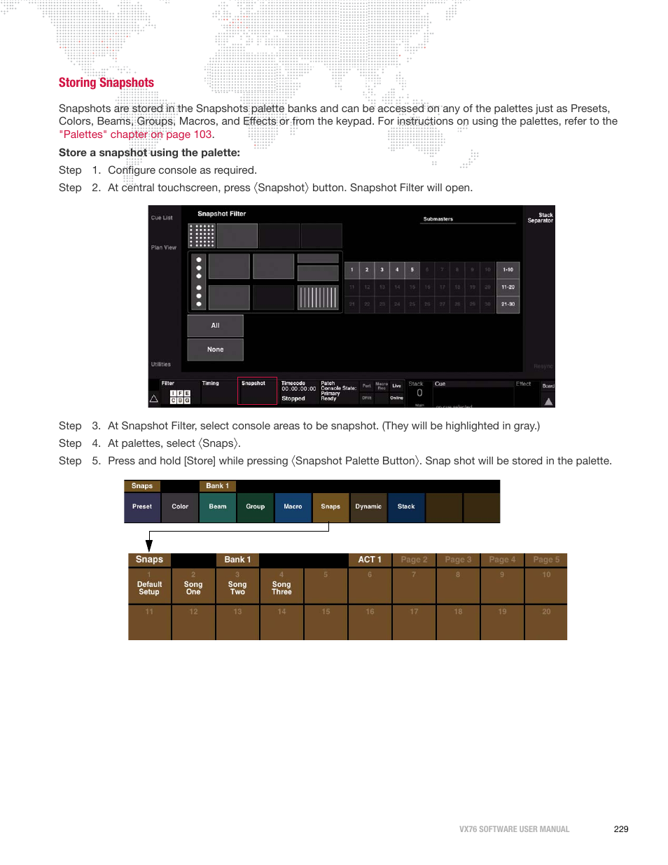 Storing snapshots | PRG Vx76 User Manual 3.6 User Manual | Page 245 / 418