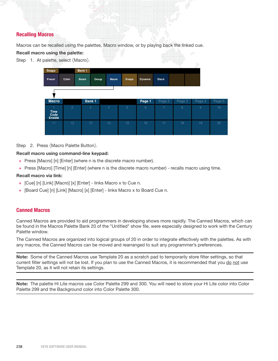 Recalling macros, Canned macros, Recalling macros canned macros | PRG Vx76 User Manual 3.6 User Manual | Page 254 / 418