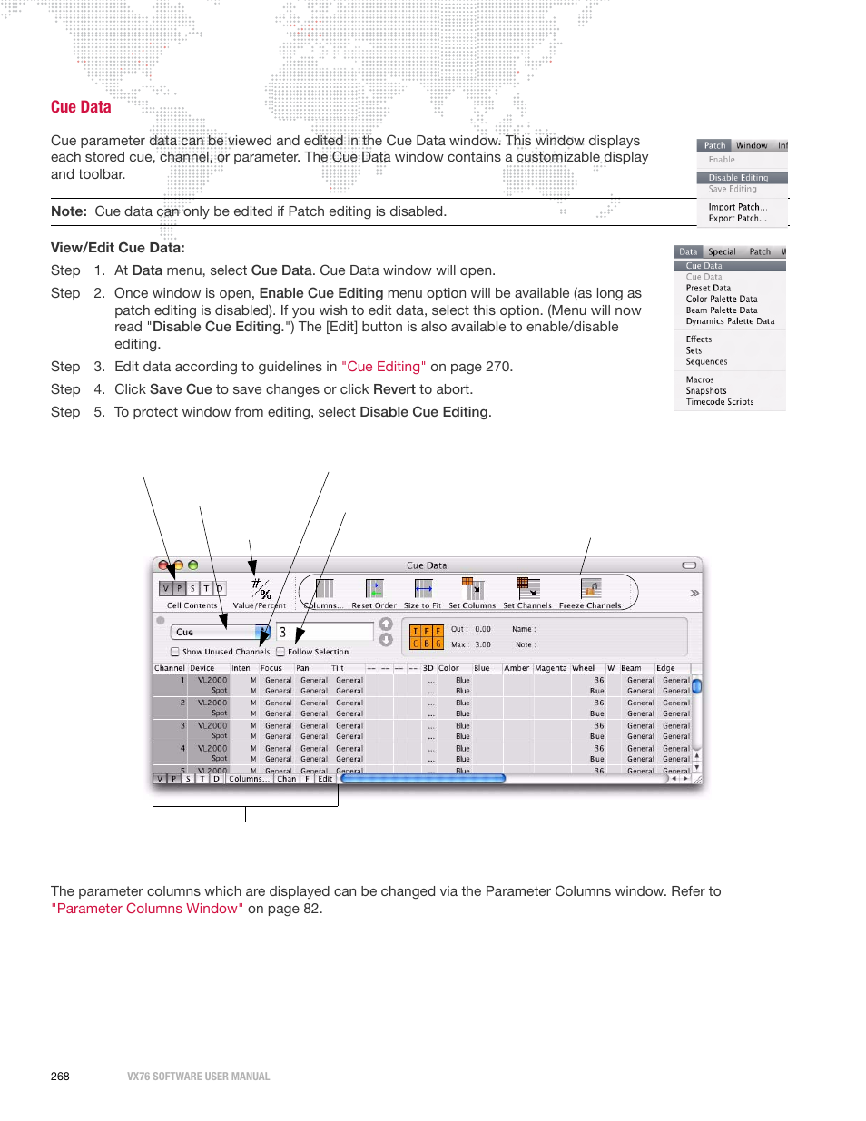 Cue data | PRG Vx76 User Manual 3.6 User Manual | Page 284 / 418