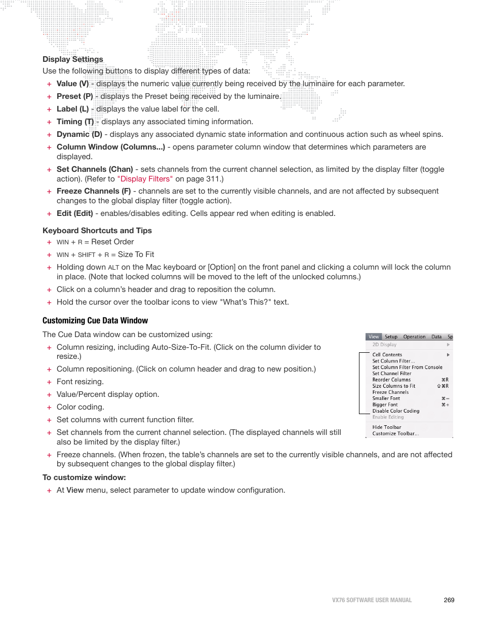 Customizing cue data window | PRG Vx76 User Manual 3.6 User Manual | Page 285 / 418