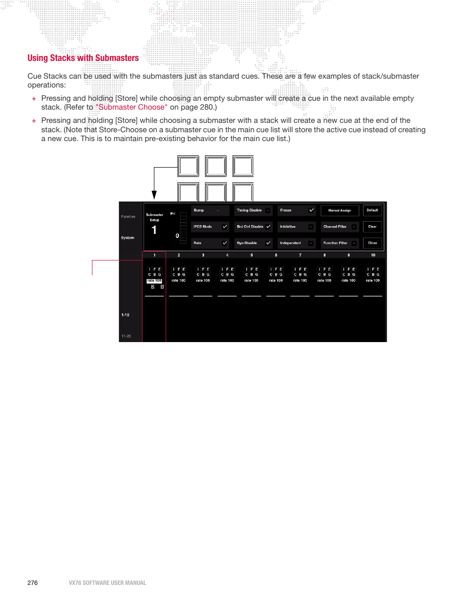 Using stacks with submasters | PRG Vx76 User Manual 3.6 User Manual | Page 292 / 418