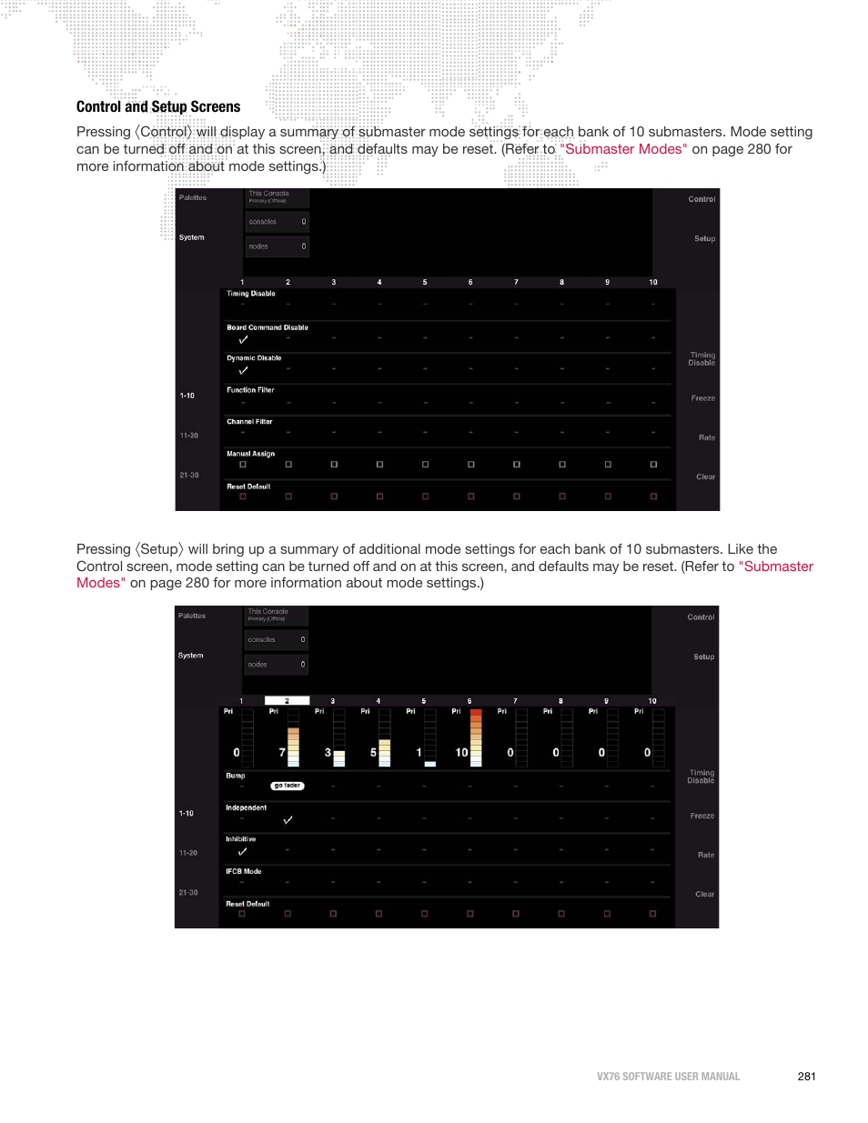 Control and setup screens | PRG Vx76 User Manual 3.6 User Manual | Page 297 / 418