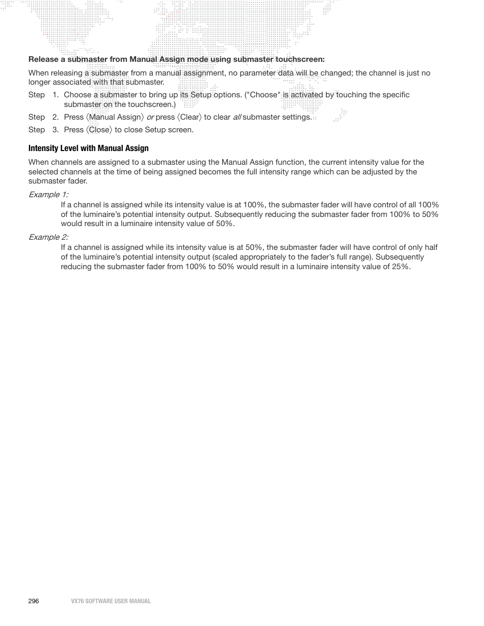 Intensity level with manual assign | PRG Vx76 User Manual 3.6 User Manual | Page 312 / 418