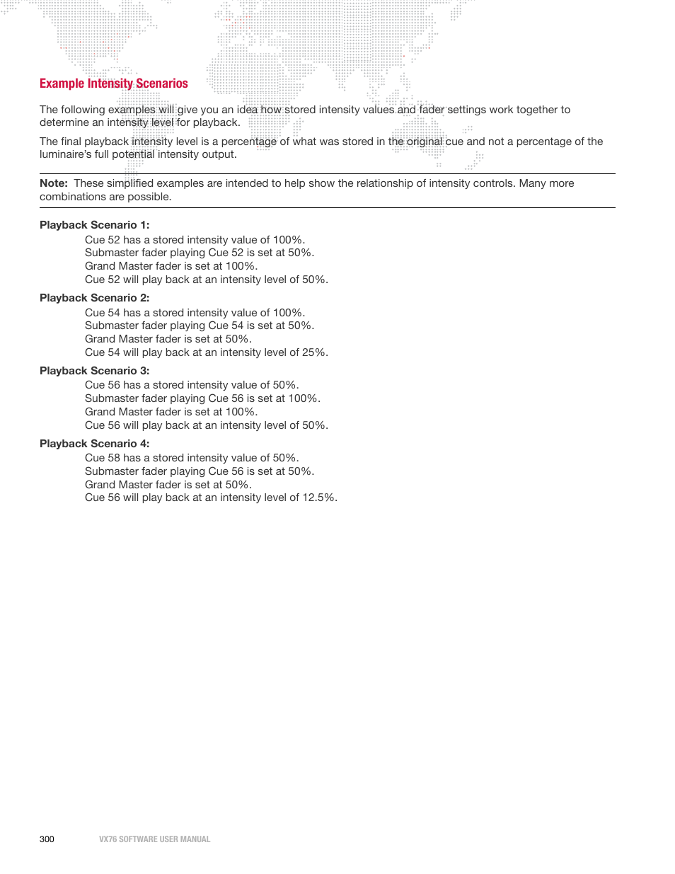 Example intensity scenarios | PRG Vx76 User Manual 3.6 User Manual | Page 316 / 418