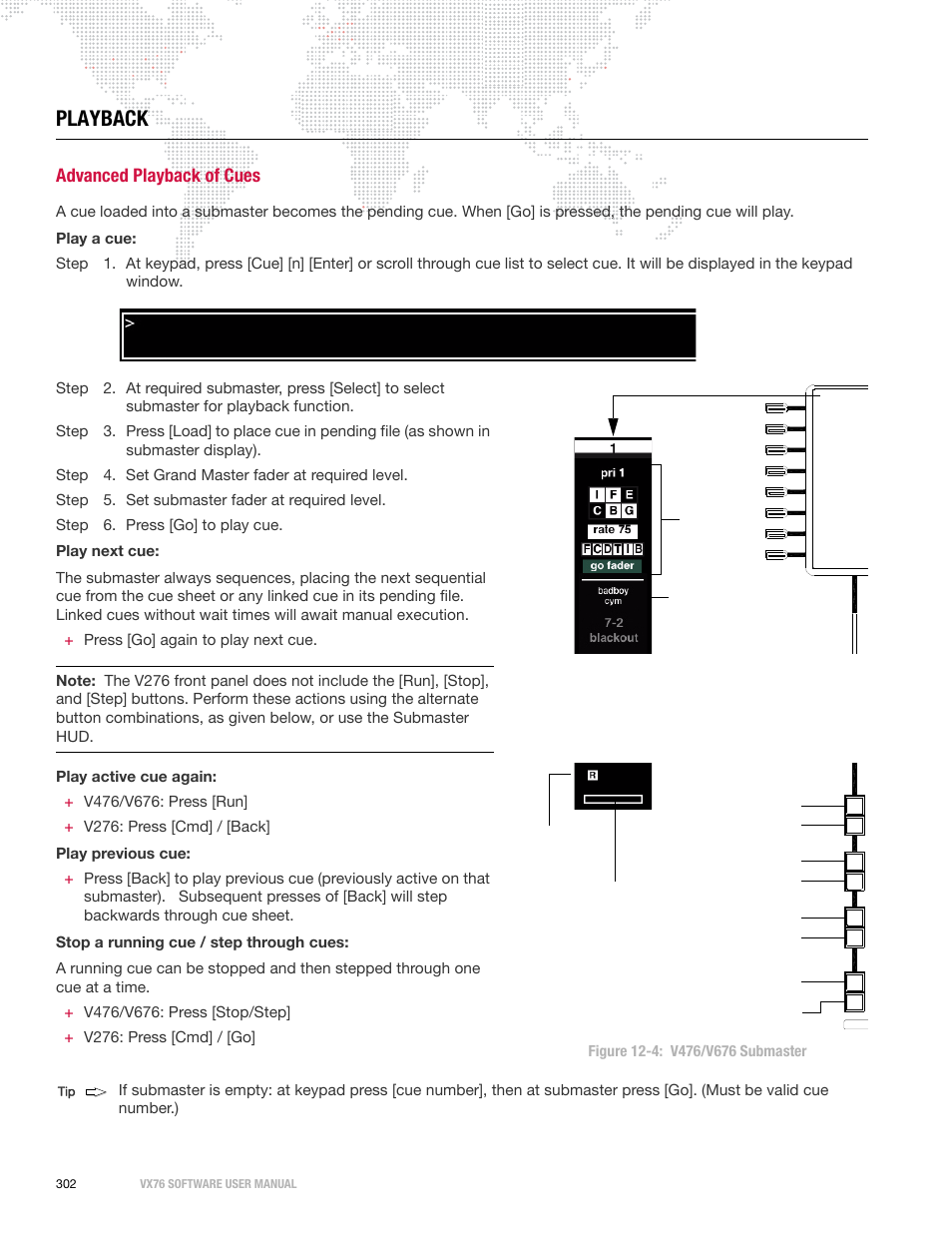 Playback, Advanced playback of cues | PRG Vx76 User Manual 3.6 User Manual | Page 318 / 418