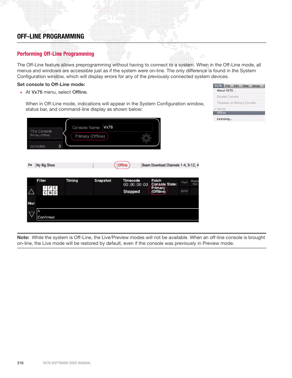 Off-line programming, Performing off-line programming, Off-line | Programming | PRG Vx76 User Manual 3.6 User Manual | Page 332 / 418