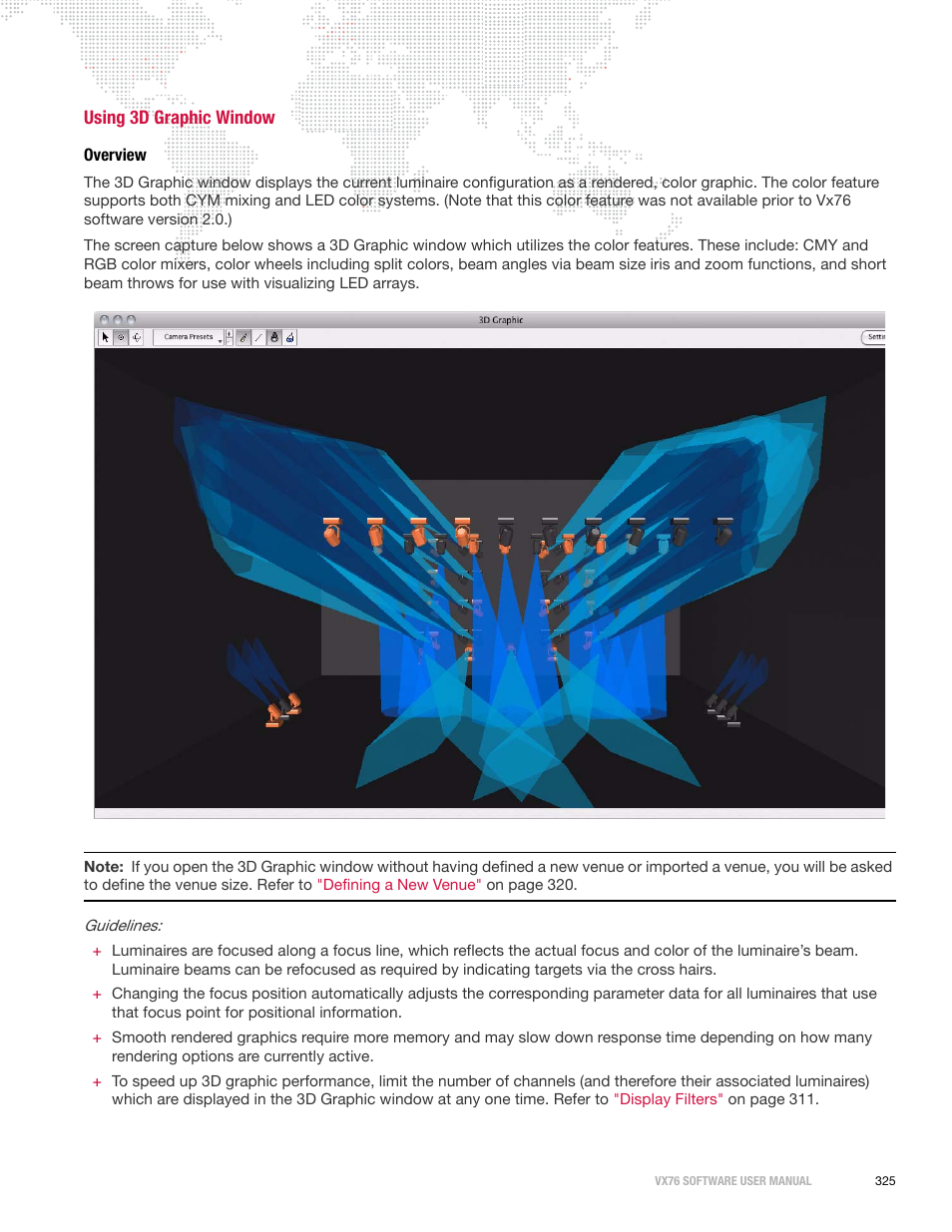 Using 3d graphic window, Overview | PRG Vx76 User Manual 3.6 User Manual | Page 341 / 418