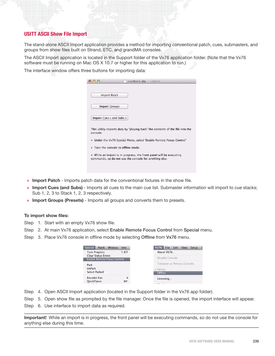 Usitt ascii show file import | PRG Vx76 User Manual 3.6 User Manual | Page 355 / 418