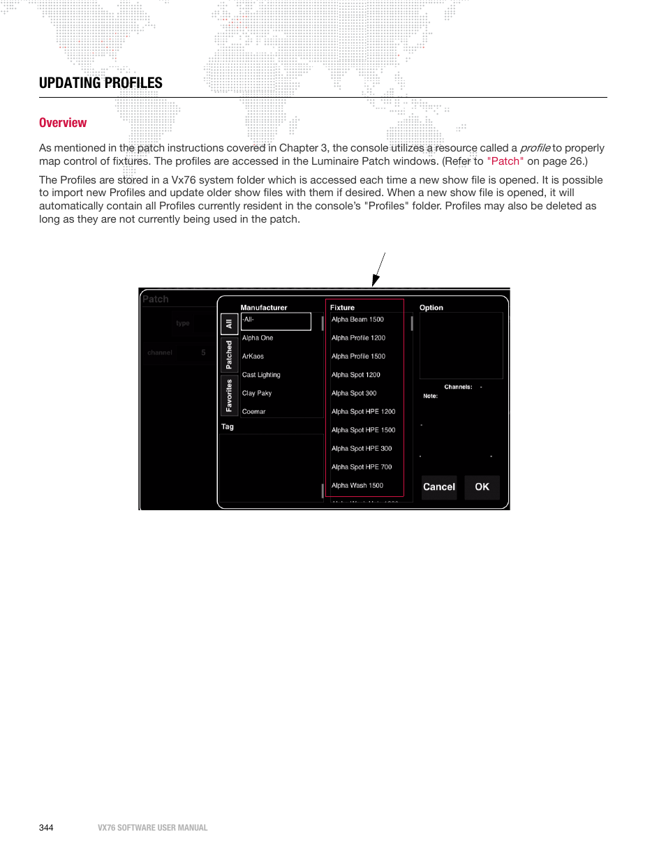 Updating profiles, Overview | PRG Vx76 User Manual 3.6 User Manual | Page 360 / 418