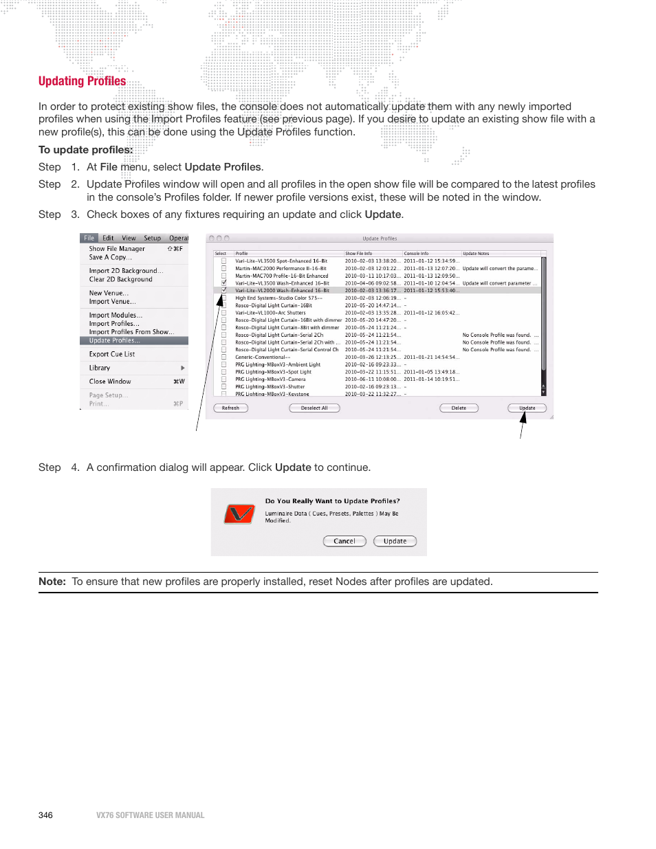 Updating profiles | PRG Vx76 User Manual 3.6 User Manual | Page 362 / 418