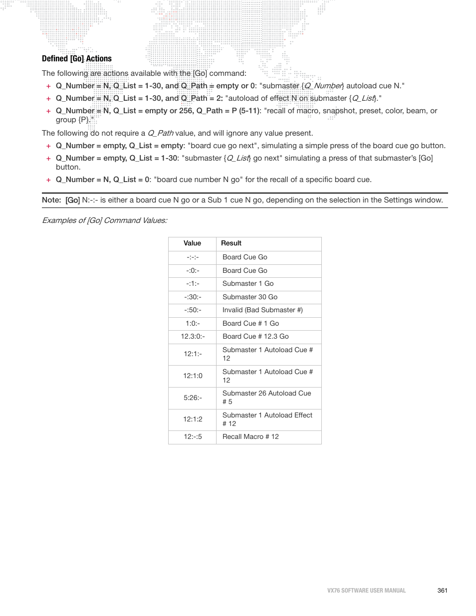 Defined [go] actions | PRG Vx76 User Manual 3.6 User Manual | Page 377 / 418