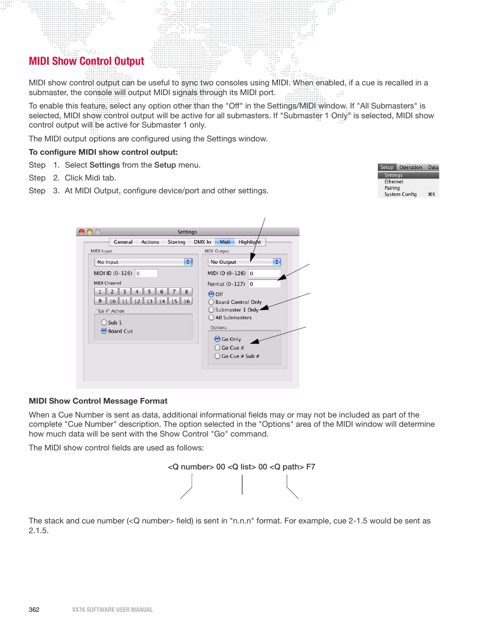 Midi show control output | PRG Vx76 User Manual 3.6 User Manual | Page 378 / 418