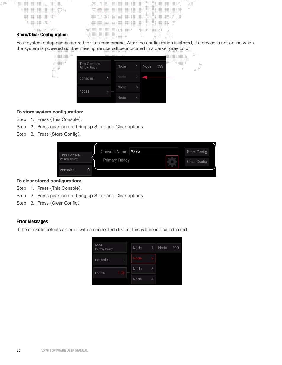 Store/clear configuration, Error messages, Store/clear configuration error messages | PRG Vx76 User Manual 3.6 User Manual | Page 38 / 418